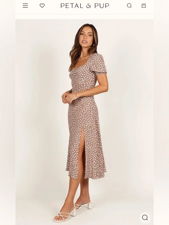 Petal & Pup Franklin Midi Dress | Mocha | Size 10 - Picture 3 of 5